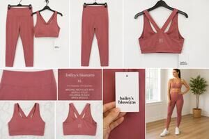 Bailey’s Blossoms Women’s XL 2-Piece Activewear Set – Dusty Rose/Pink